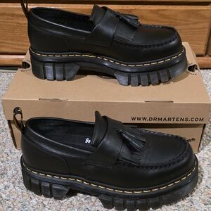Dr. Martens Audrick Platform Black Tassel Leather Lux Loafers